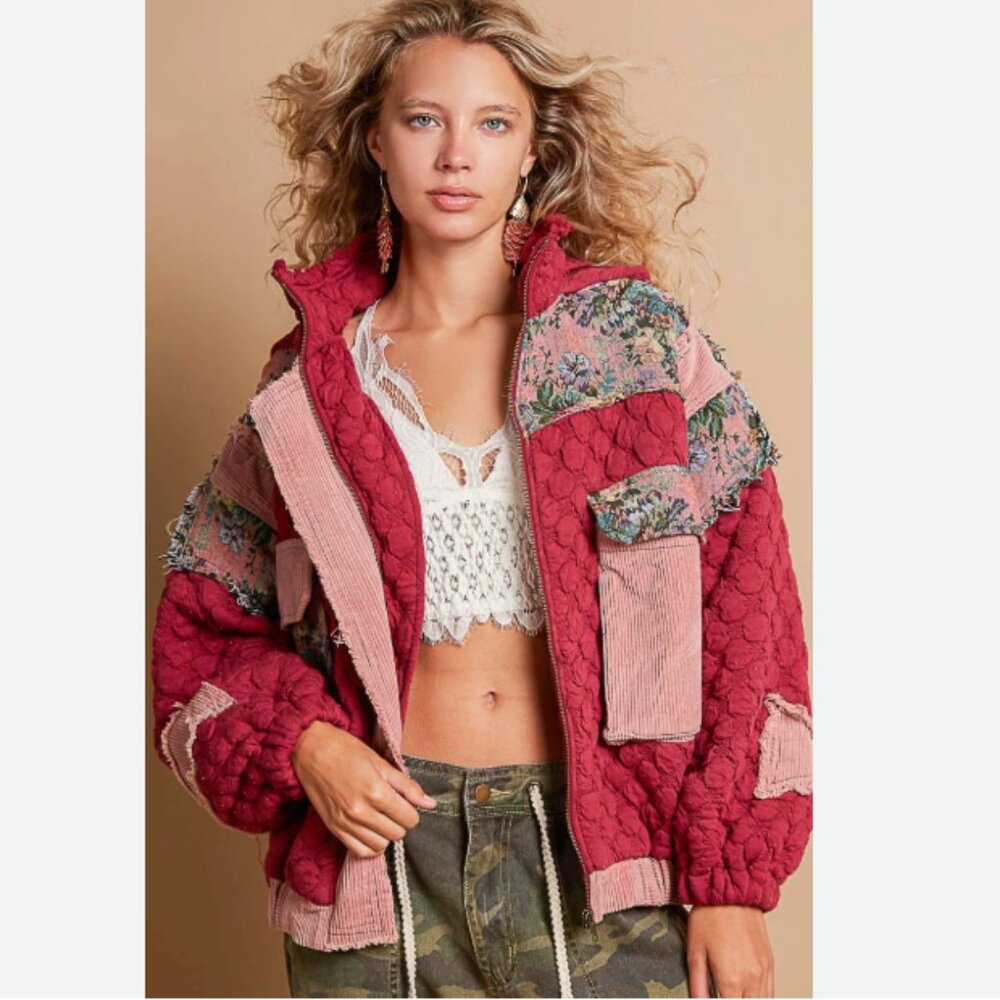NWT POL Quilted Mix fabric Jacket - Oversized